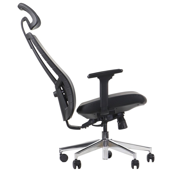 Krzesło obrotowe AKCENT PU czarny podstawa chromowana Stema