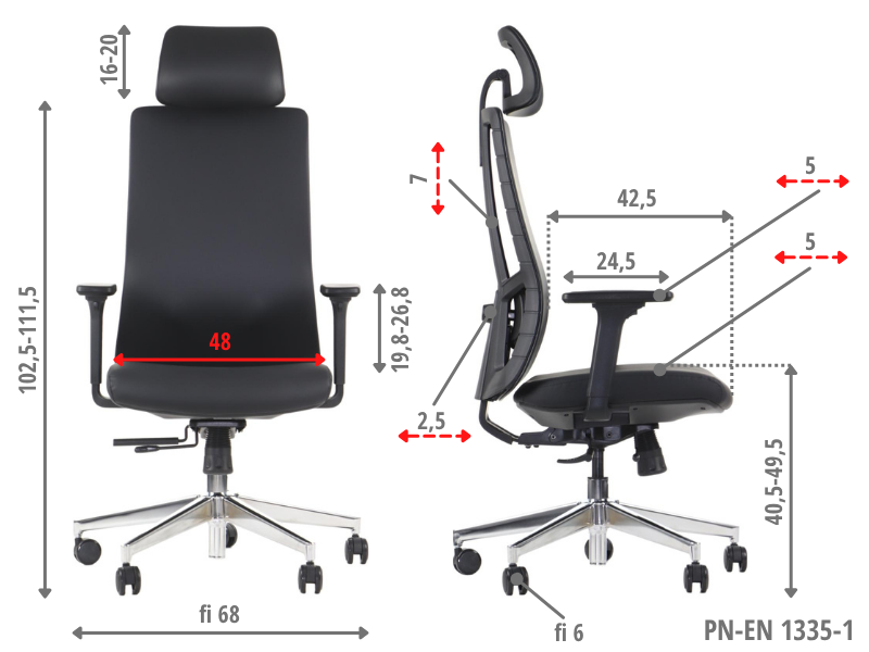 Krzesło obrotowe AKCENT PU czarny podstawa chromowana Stema