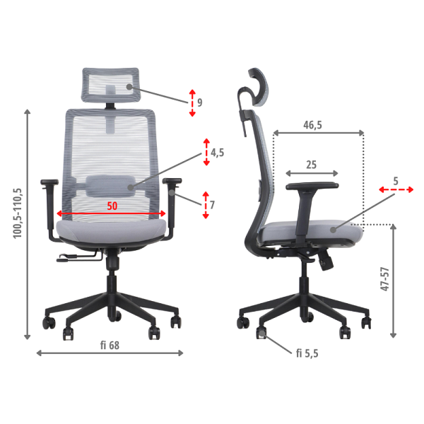 Krzesło obrotowe CUTLER(2) szary Stema