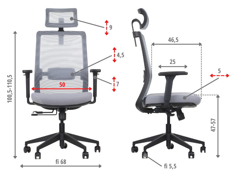 Krzesło obrotowe CUTLER(2) szary Stema