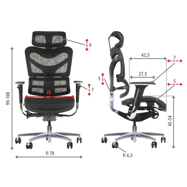 Fotel ErgoNew S7(2) siedzisko siatkowe Stema