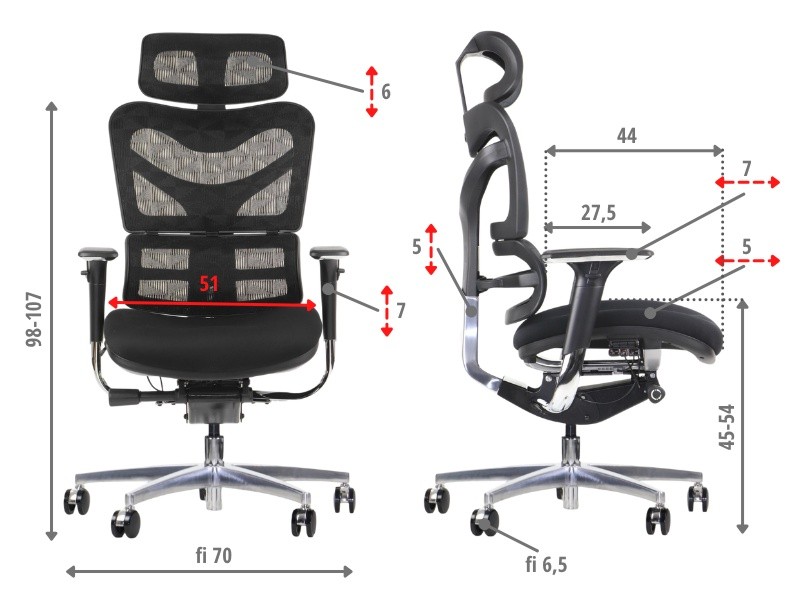Fotel ErgoNew S7(2) siedzisko tkaninowe Stema