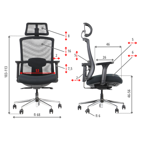Krzesło obrotowe MITTE mechanizm samoważący podłokietniki 4D Stema