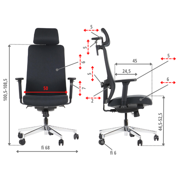 Krzesło obrotowe XELO oparcie tkaninowe Stema