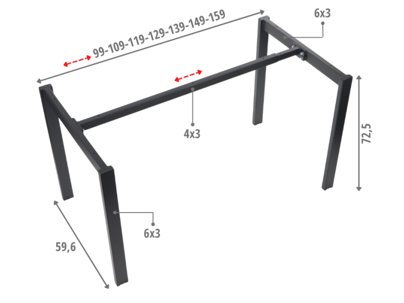 Stelaż biurka i stołu NY-132A/60 czarny Stema