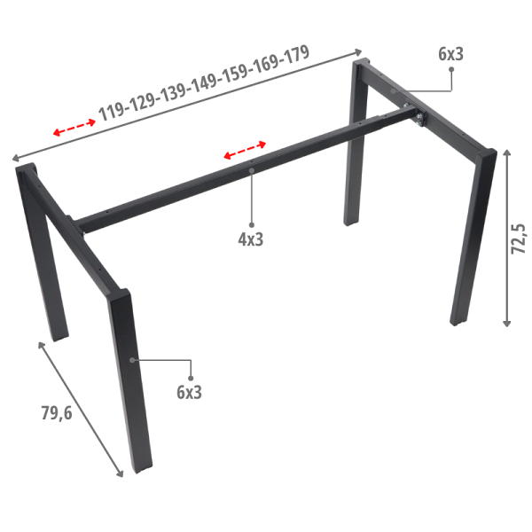 Stelaż biurka i stołu NY-132A/80 czarny Stema