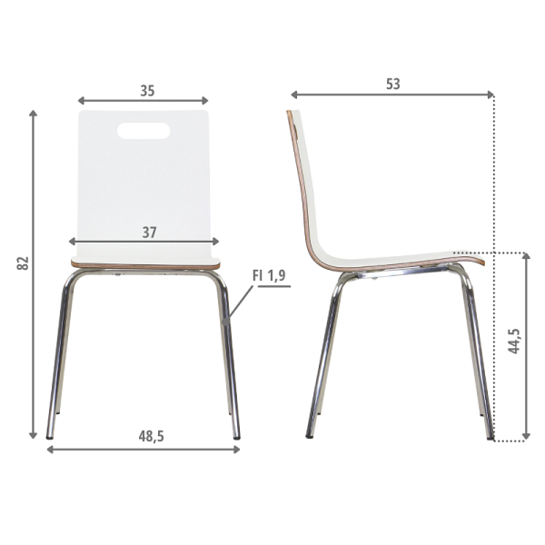 Krzesło  WERDI A stal nierdzewna/biały Stema