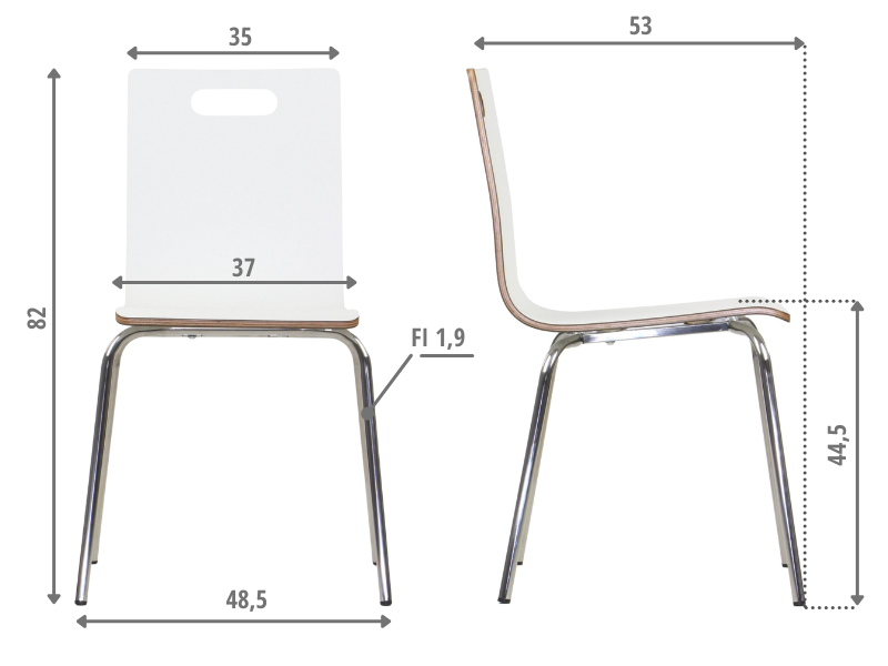 Krzesło  WERDI A stal nierdzewna/biały Stema
