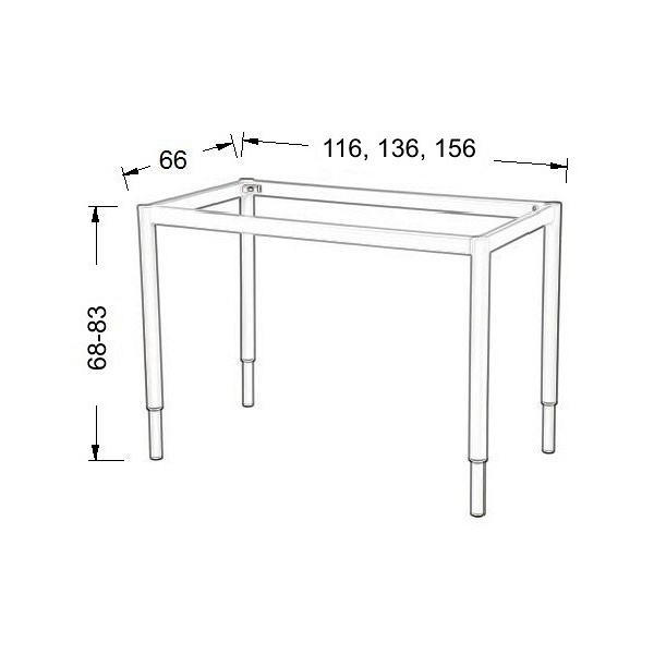 Stelaż ramowy regulowany na wysokość, 116x66 cm - noga okrągła. Do stołu lub biurka. - Stema