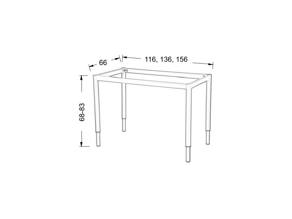 Stelaż ramowy regulowany na wysokość, 136x66 cm - noga okrągła. Do stołu lub biurka. - Stema