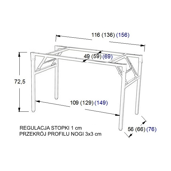 Stelaż biurka i stołu NY-A024 - 136x66 cm, alu Stema