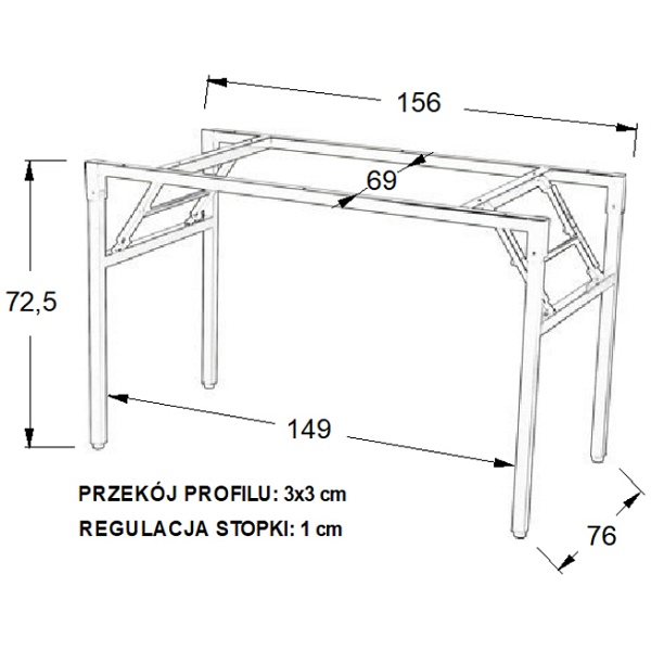 Stelaż składany stołu, 156x76 cm - 2 kolory - Stema