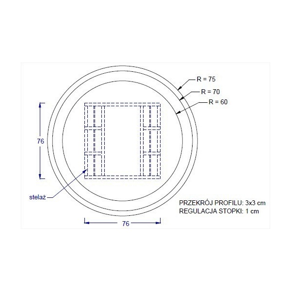 Stelaż biurka i stołu NY-A024 KW. - 76x76 cm, alu Stema