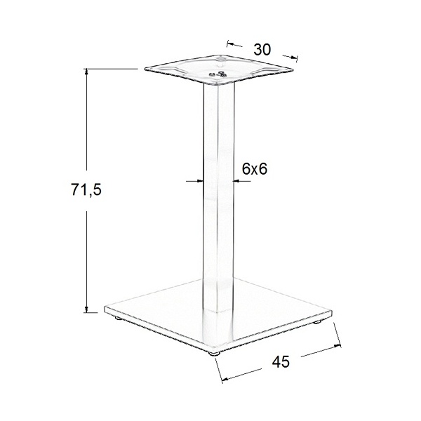 Podstawa stolika ze stali nierdzewnej SH-2002-1/S/6 szczotkowana - 45x45 cm Stema