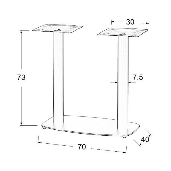 Podstawa stolika metalowa SH-3052/B - 70x40 cm Stema