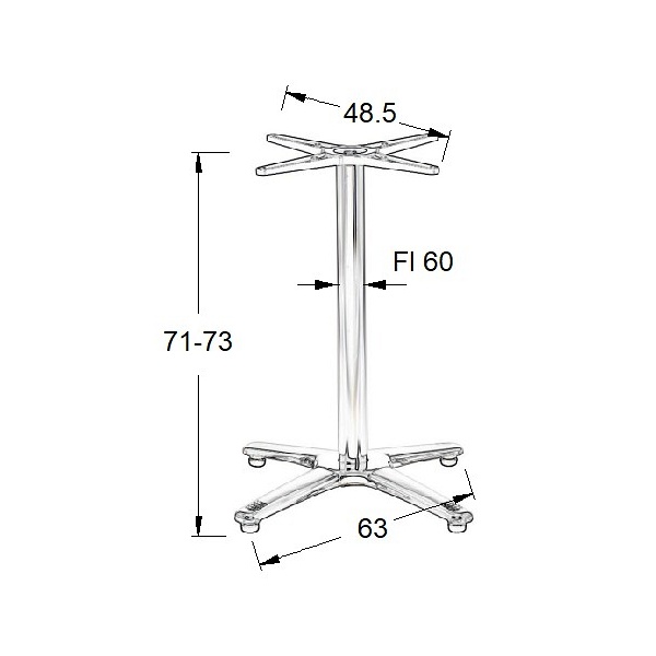 Podstawa stolika aluminiowa SH-7102/A alu / stal nierdzewna - 63x63 cm Stema