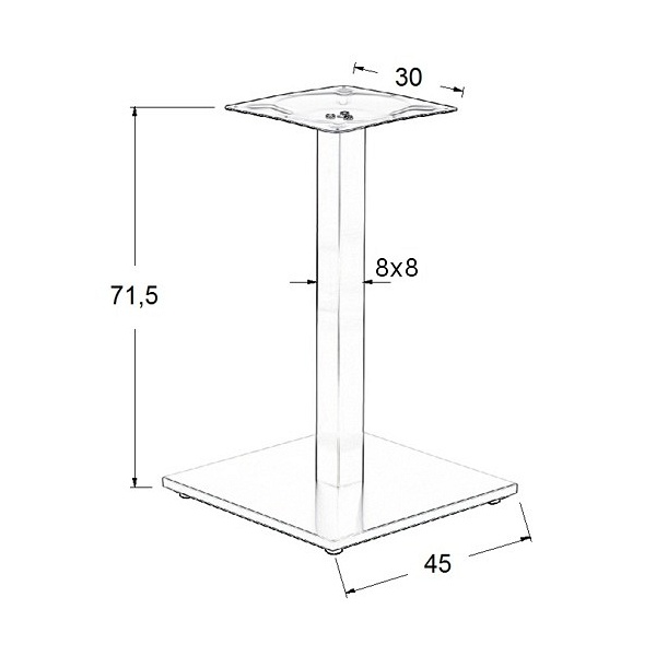 Podstawa stolika ze stali nierdzewnej SH-2002-1/P/8 polerowana - 45x45 cm Stema