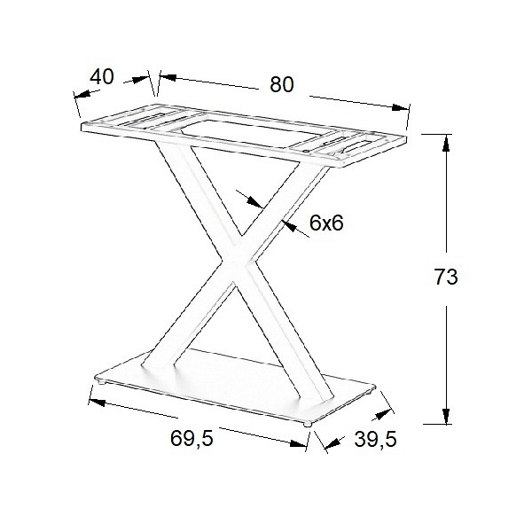 Podstawa stolika metalowa SH-3007-2/B - 69,5x39,5 cm Stema