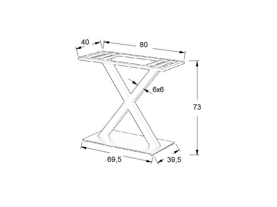 Podstawa stolika metalowa SH-3007-2/B - 69,5x39,5 cm Stema