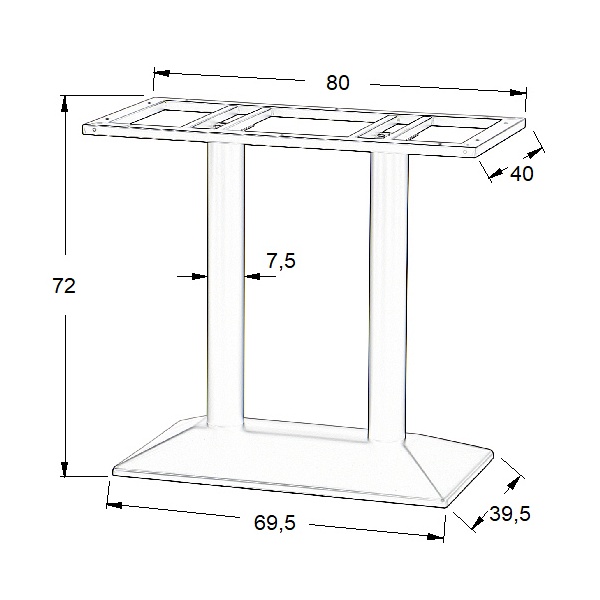 Podstawa stolika metalowa SH-4001-2/B - 69,5x39,5 cm Stema