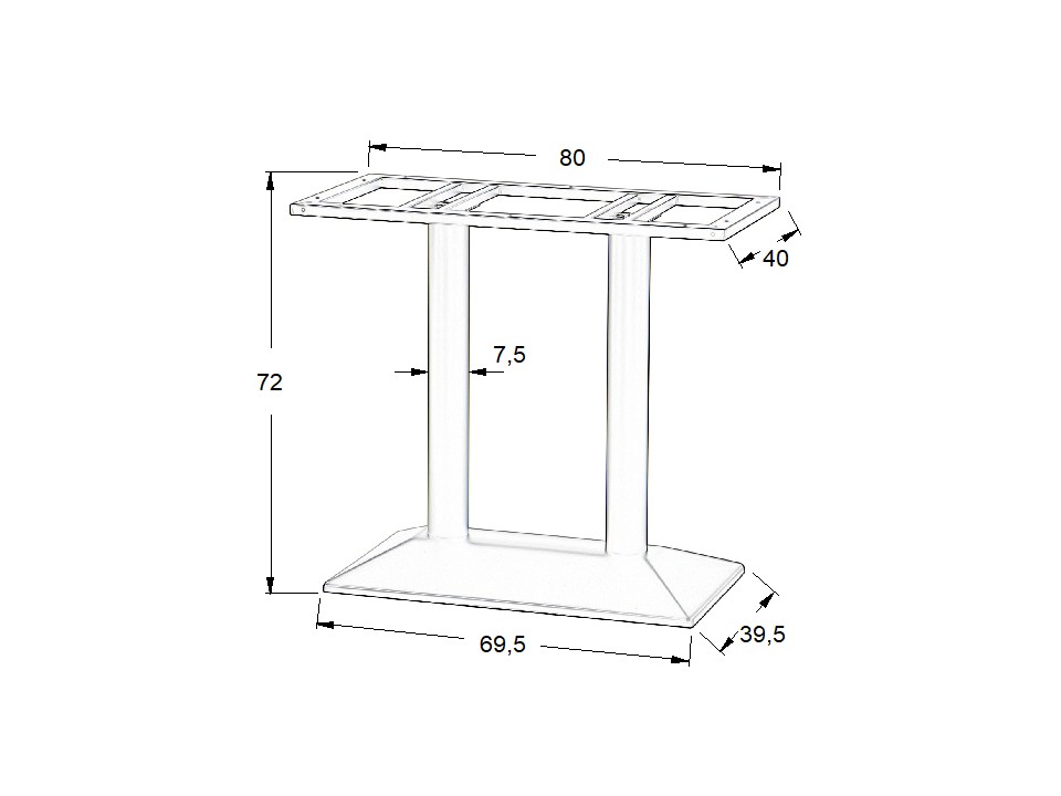 Podstawa stolika metalowa SH-4001-2/B - 69,5x39,5 cm Stema