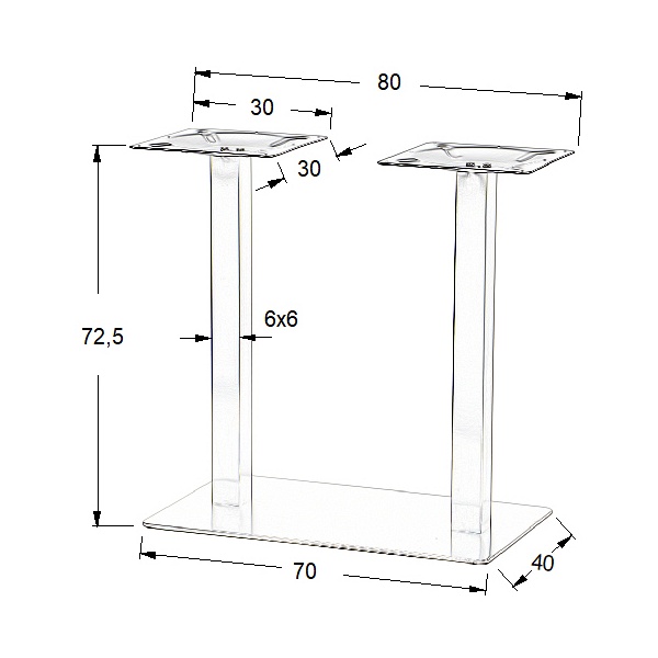 Podstawa stolika ze stali nierdzewnej SH-3003-1/S/6 szczotkowana - 70x40 cm Stema
