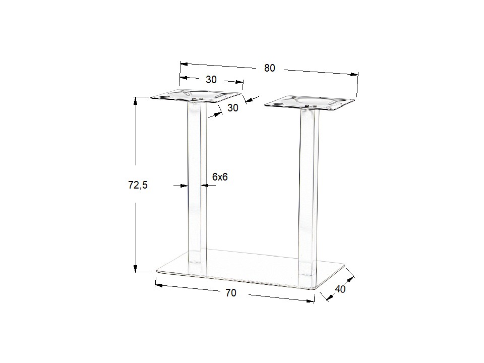 Podstawa stolika ze stali nierdzewnej SH-3003-1/S/6 szczotkowana - 70x40 cm Stema