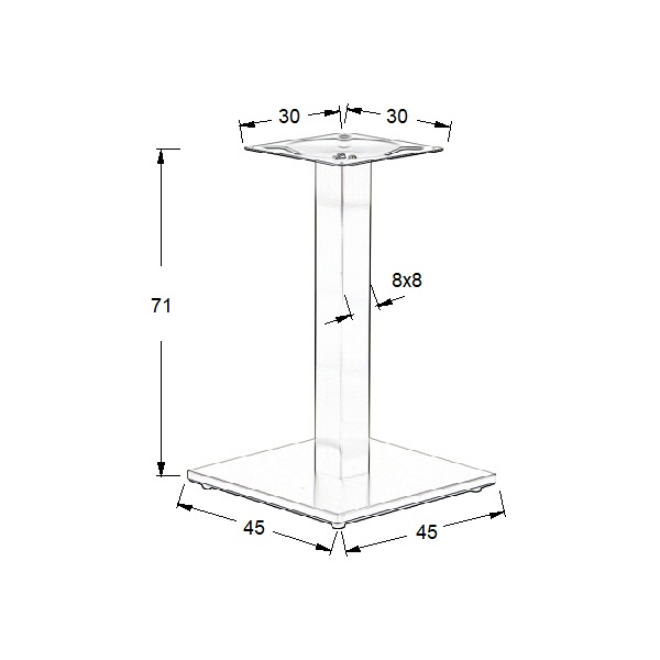 Podstawa stolika ze stali nierdzewnej SH-2002-1/S/8 szczotkowana - 45x45cm Stema