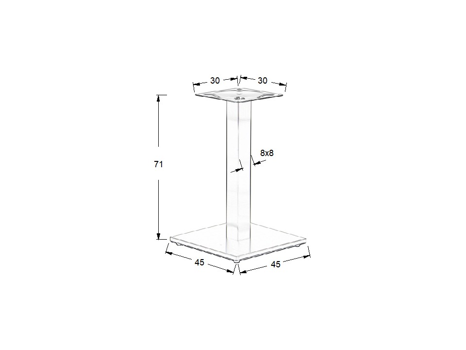 Podstawa stolika ze stali nierdzewnej SH-2002-1/S/8 szczotkowana - 45x45cm Stema