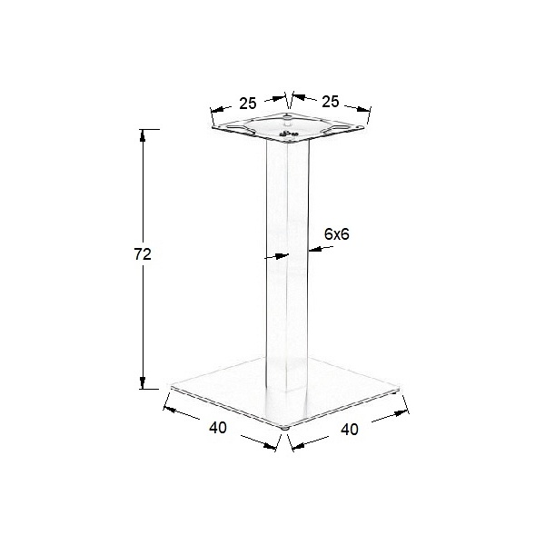 Podstawa stolika ze stali nierdzewnej SH-3002-1/60/S szczotkowana - 40x40 cm Stema