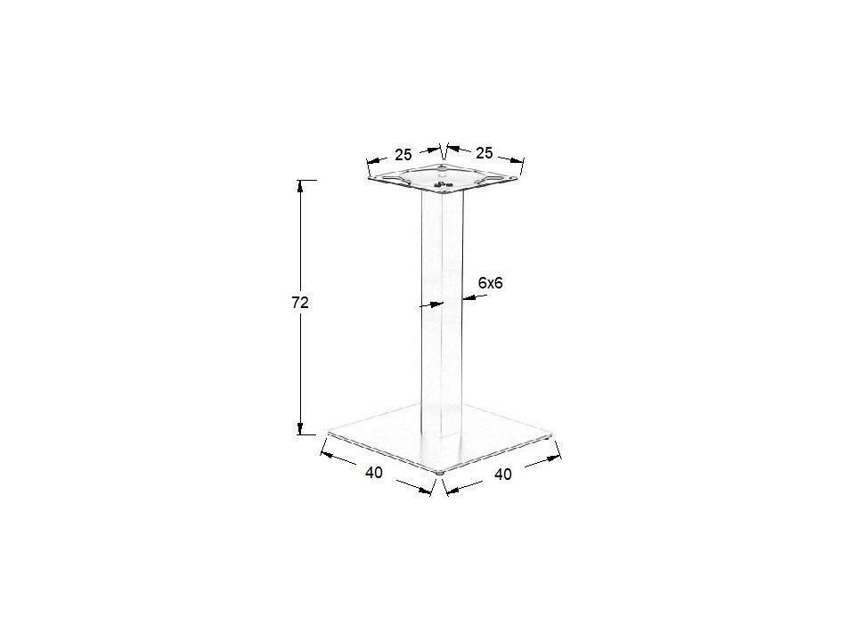 Podstawa stolika ze stali nierdzewnej SH-3002-1/60/S szczotkowana - 40x40 cm Stema