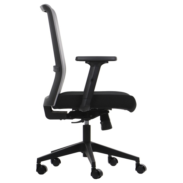 Fotel Riverton F/L bez zagłówka oparcie tkaninowe czarny / szary - Stema