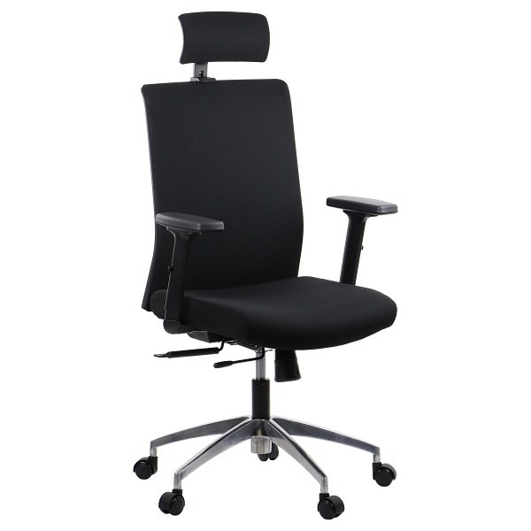 Fotel Riverton F/H/AL podstawa aluminiowa /  oparcie tkaninowe czarny / czarny - Stema