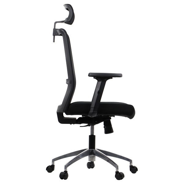 Fotel Riverton F/H/AL podstawa aluminiowa /  oparcie tkaninowe czarny / czarny - Stema