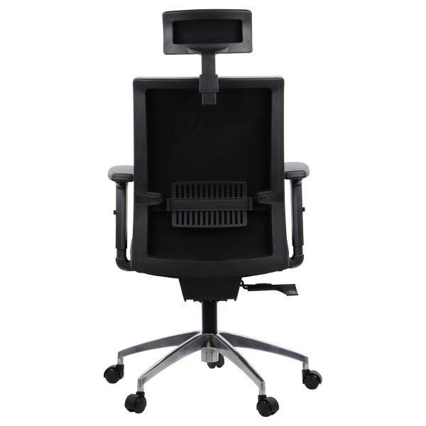 Fotel Riverton F/H/AL podstawa aluminiowa /  oparcie tkaninowe czarny / szary - Stema