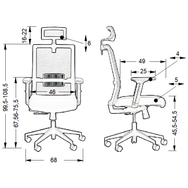 Fotel Riverton F/H/AL podstawa aluminiowa /  oparcie tkaninowe czarny / szary - Stema