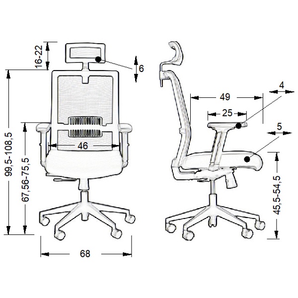 Krzesło obrotowe RIVERTON M/H/AL - różne kolory - czarny-szary Stema