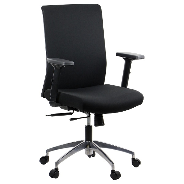 Fotel Riverton F/L/AL podstawa aluminiowa oparcie tkaninowe czarny / czarny - Stema