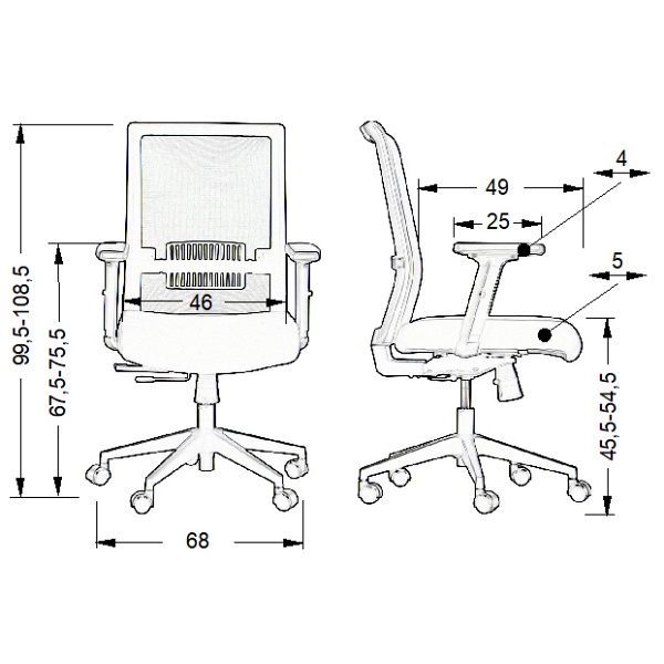 Fotel Riverton F/L/AL podstawa aluminiowa oparcie tkaninowe czarny / czarny - Stema