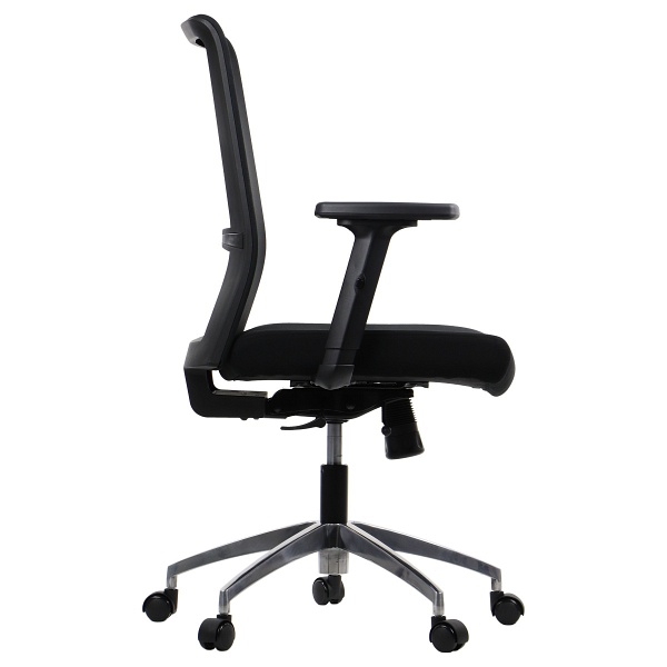 Fotel Riverton F/L/AL podstawa aluminiowa oparcie tkaninowe czarny / czarny - Stema