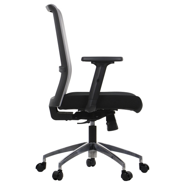 Fotel Riverton F/L/AL podstawa aluminiowa oparcie tkaninowe czarny / szary - Stema