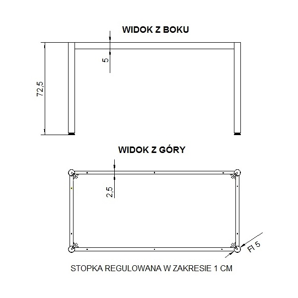 Ramowy stelaż biurka i stołu z nogą okrągłą NY-A057/176/O - 176x76 cm, grafit Stema