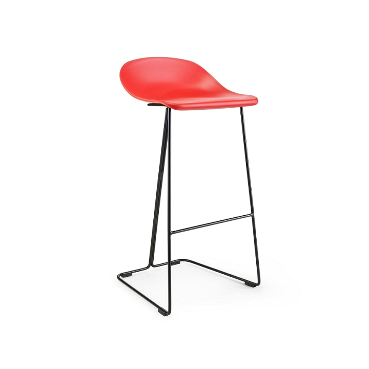 Hoker CARO BAR czarne nogi i czerwone siedzisko 75 cm - Step Into Design