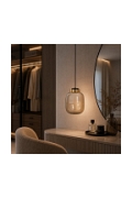 Lampa wisząca BOOM 25 cm - LED, klosz bursztynowy, wykonczenie złote - Step Into Design