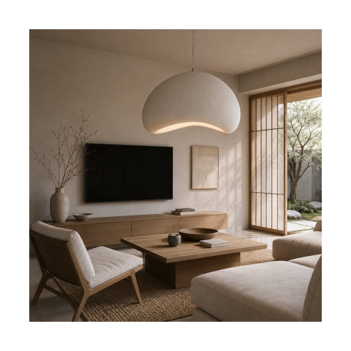 Lampa wisząca STONE 80 cm - biała - Step Into Design