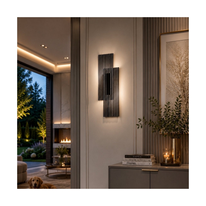 Lampa ścienna NOIR LED, kinkiet czarny ryflowany dwustronny - Step Into Design