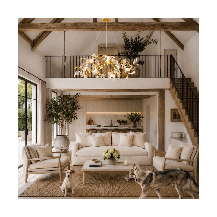 Lampa wisząca BOTANIKA GOLD 100 cm - złota, G9, regulowana, designerska - Step Into Design