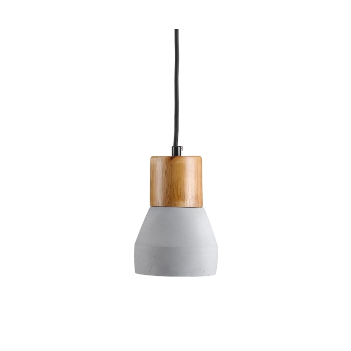 Lampa wisząca CONCRETE 12 cm- szary beton, drewno - Step Into Design