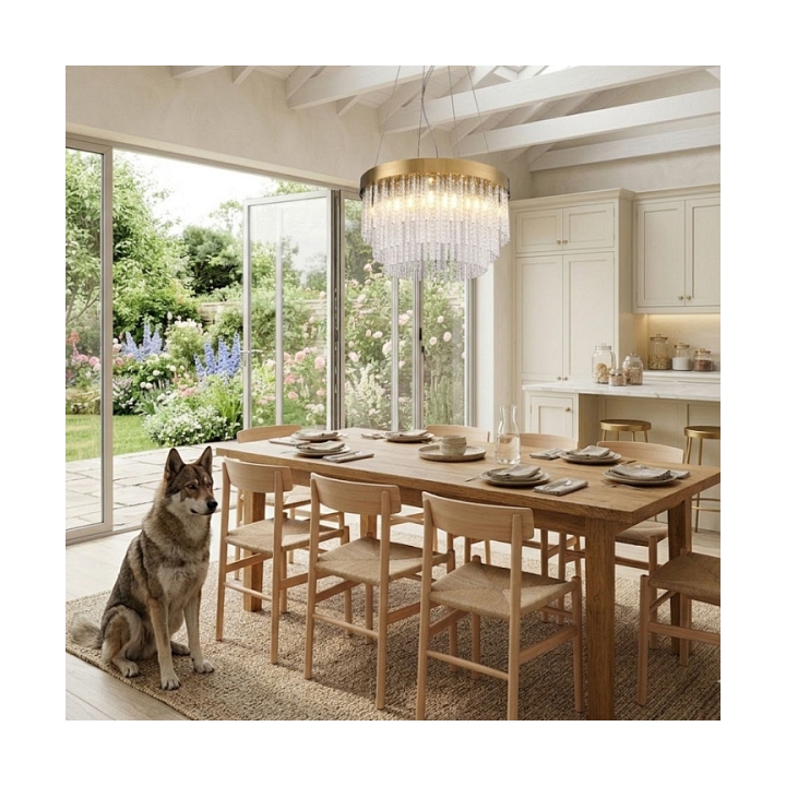 Lampa wisząca GLORIA 40 cm - żyrandol kryształowo-złoty - Step Into Design