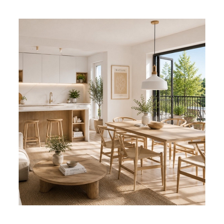 Lampa wisząca NORDIC WOODY biało drewniana 35 cm - Step Into Design